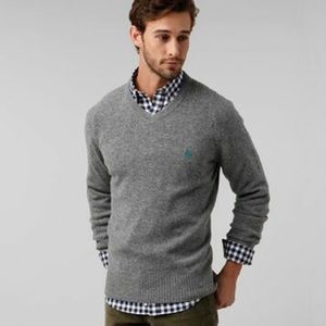 Textured Grey V Neck Sweater